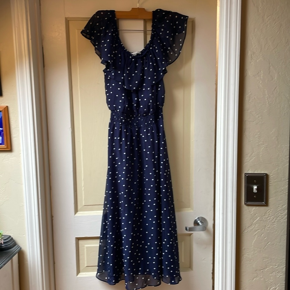 Navy blue with white polkadot dress